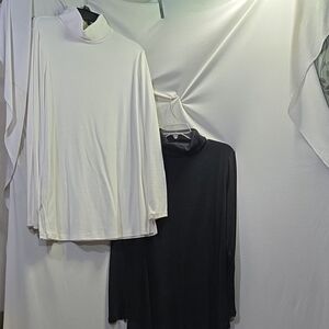Lane Bryant White and Black Long Sleeve Tops